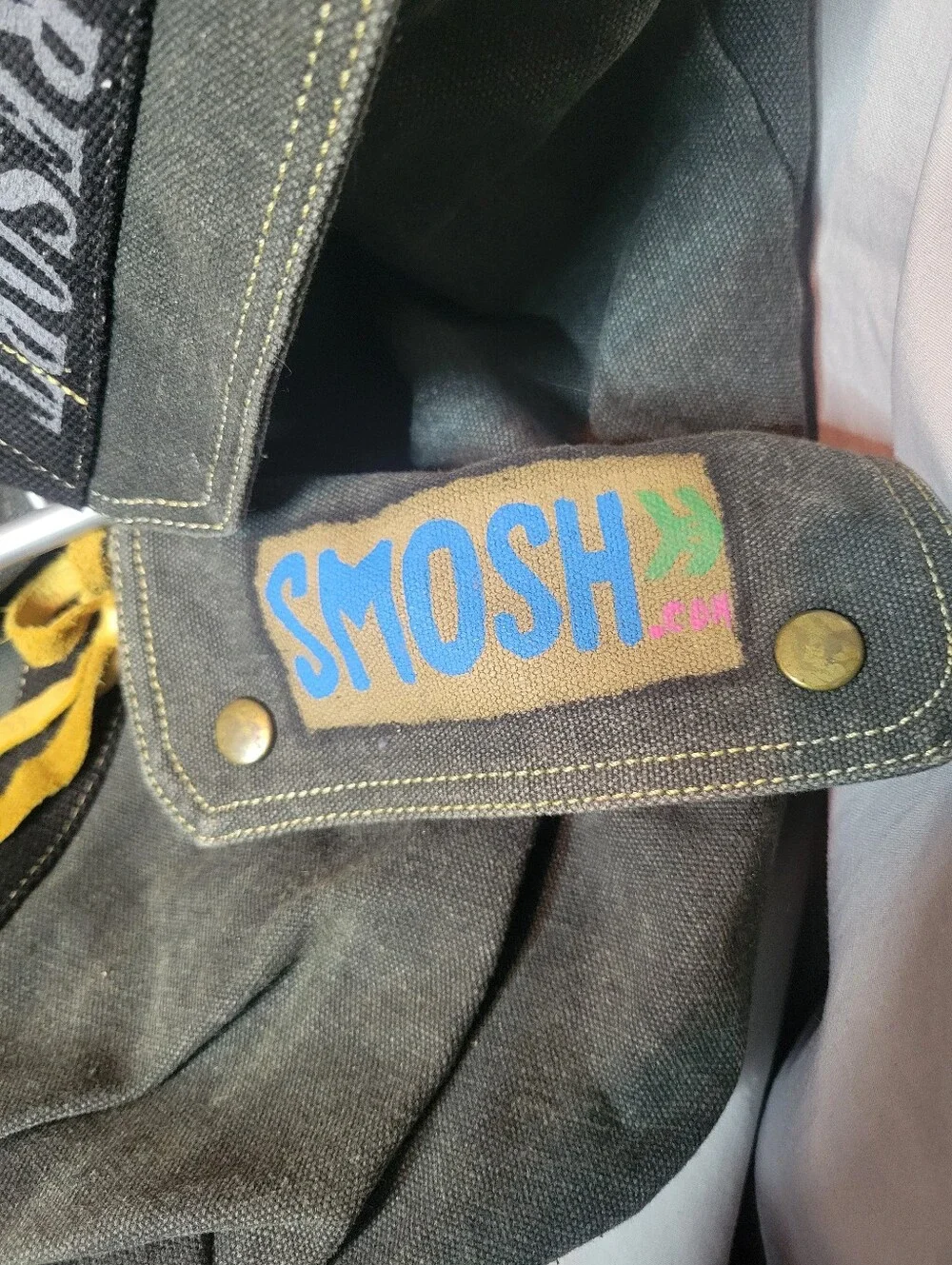 Olive/Gray Canvas Backpack with Leather Draw String (Altered)